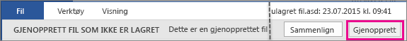 Åpne ulagret fil i Office 2016