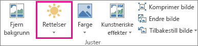 Knappen Rettelser i kategorien Bildeverktøy
