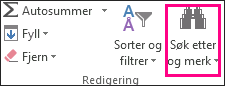 Finne & Velge i Redigering-gruppen på Hjem-fanen