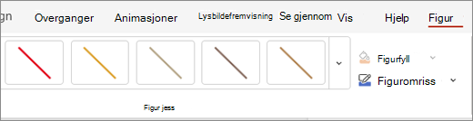På Figur-fanen kan du velge en hurtigstil som skal brukes på den merkede linjen.