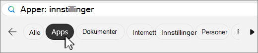 Skjermbilde av Filterfaner for Windows-søk.