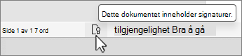 Signaturer-knappen i statusfeltet