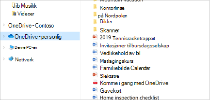 Filutforsker åpne med OneDrive-Personal valgt
