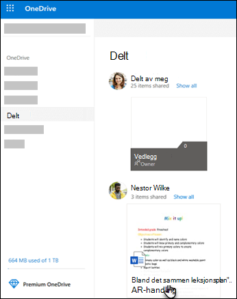 Delte mapper i OneDrive