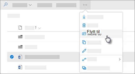Skjermbilde av Flytt til-kommandoen i OneDrive for Business