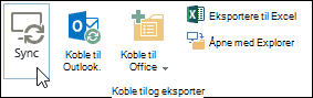 Alternativet for synkronisering på Bibliotek-fanen på båndet