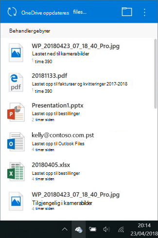 Skjermbildet Behandlingsendringer i OneDrive