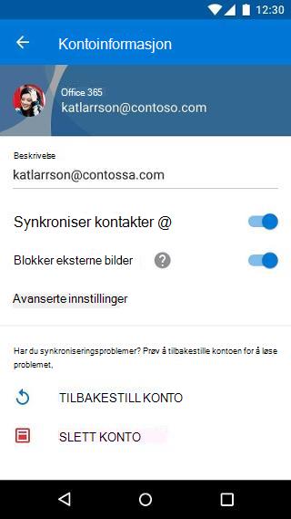 Blokker eksterne bilder-innstillingen i Outlook Mobile