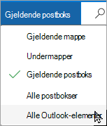 Bruk rullegardinmenyen til å velge en annen postboks eller undermappe.