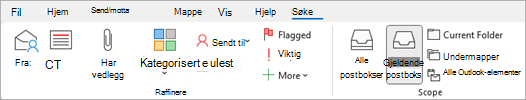 båndet for å søke etter elementer som inneholder filer.