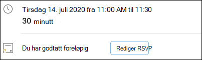 Redigerer svar fra hendelsen.