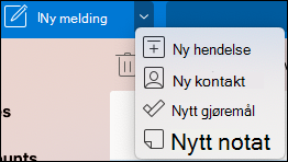 Rullegardinmeny for ny hendelsesplassering.