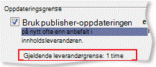 Innstilling for oppdateringsgrense for RSS-feed