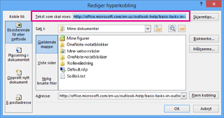 Dialogboksen Rediger hyperkobling
