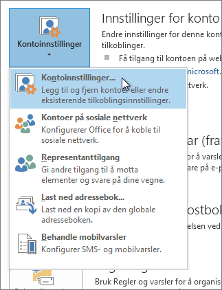 Klikk Kontoinnstillinger for filkontoinnstillinger >>