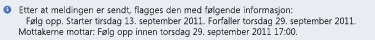 Informasjonslinje for en melding med oppfølgingspåminnelser