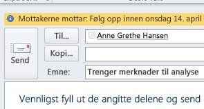 Flagg og påminnelser for mottakere vises på informasjonslinjen til meldingen.