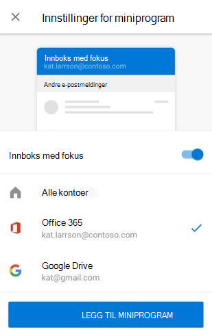 Legge til miniprogrammet for e-post på Android