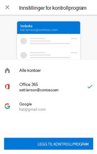 Legge til miniprogrammet for e-post på Android
