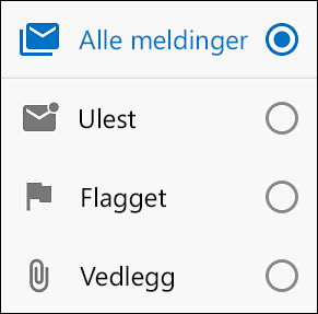 Velg hvordan du vil filtrere meldingene