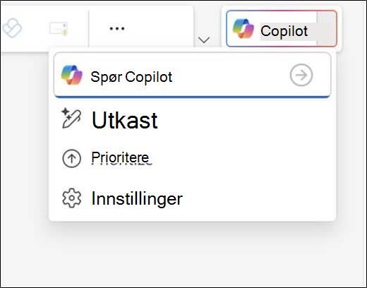 Copilot-menyen i Outlook.