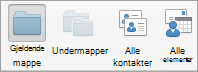 Viser søkealternativene for kontakter