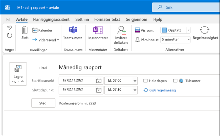 Outlook Ny avtale