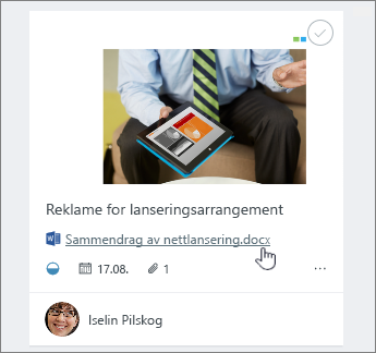Åpne et vedlegg fra oppgavefremvisningen på tavlen