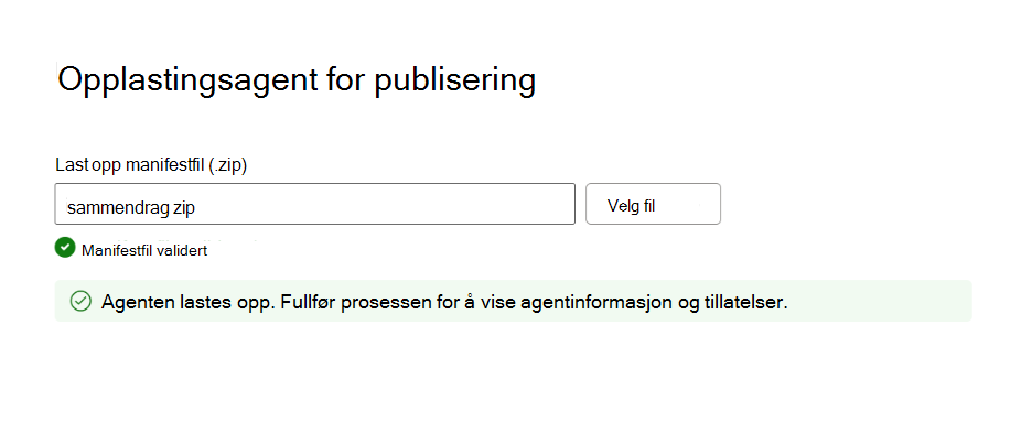 Skjermbilde som viser detaljer om en vellykket pakkevalidering.