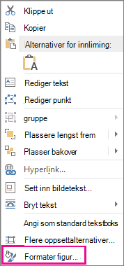 Formater figur på hurtigmenyen