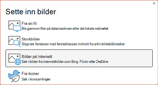 Dialogboksen Sett inn bilder.