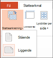 Menyen for papirretning for støtteark