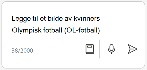 En forespørsel i en meldingsboks som ber Copilot om et bilde.