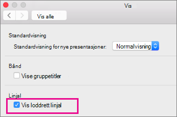 Vis boksen med loddrett linjal