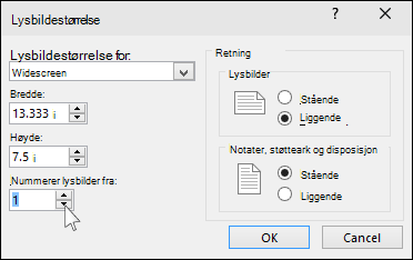 viser dialogboksen for lysbildestørrelse i PowerPoint