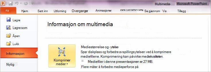 Klikk Komprimere medier