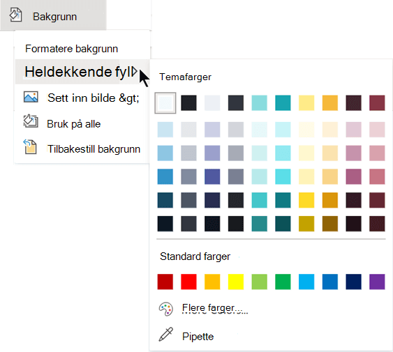 Formater bakgrunnen med farge.
