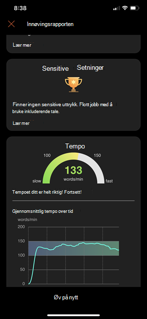 Visning av presentatørveilederrapporten