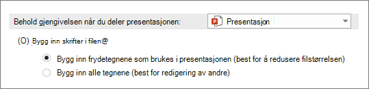 Bygg inn skrifter i filen