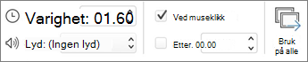 Skjermbilde av tidsberegningsgruppe.