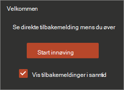 Klikk Start innøving