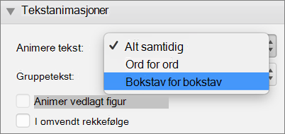 Velg alternativet Etter bokstav