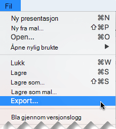 Velg Eksporter på Fil-menyen
