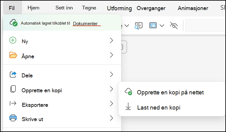 Bruke Last ned en kopi for å lagre presentasjonen på datamaskinen