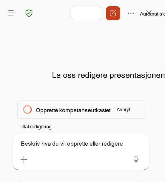 Skjermbilde som viser Copilot behandle en innspilt arbeidsflyt for å opprette et ferdighetsutkast.