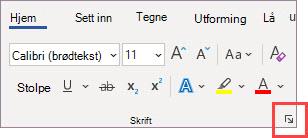 Dialogboksvelger for skrift