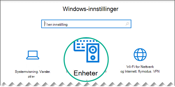 Velg enheter i dialogboksen Windows-innstillinger	