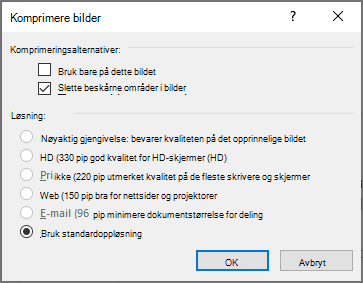 Komprimere bilder