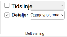 Bilde av avmerkingsboksen Detaljer i kategorien Visning.
