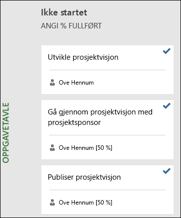 Ikke startet oppgaver